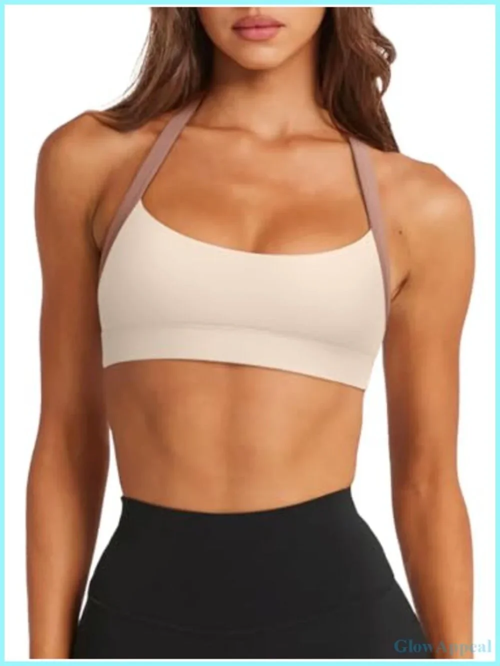 Halter Sports Bra Scoop Neck Workout Top Padded Backless Crop Top
